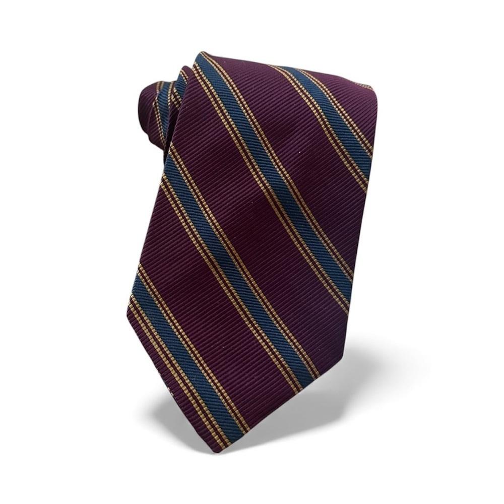Elegant Striped Tie in Maroon and Navy